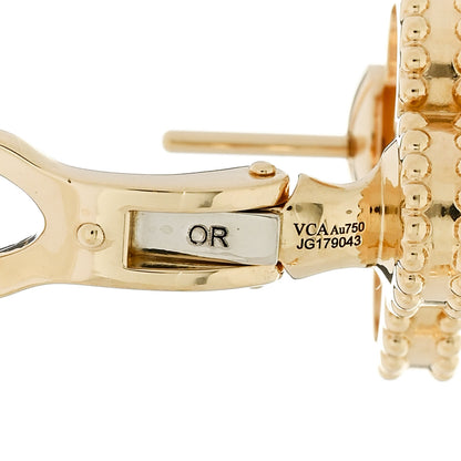 Van Cleef & Arpels 18K Yellow Gold Mother of Pearl Vintage Alhambra Earrings 4 of 5