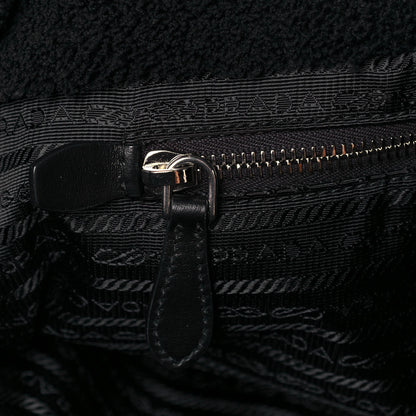 Prada Terry Cloth Tote Bag Black White 12 of 12