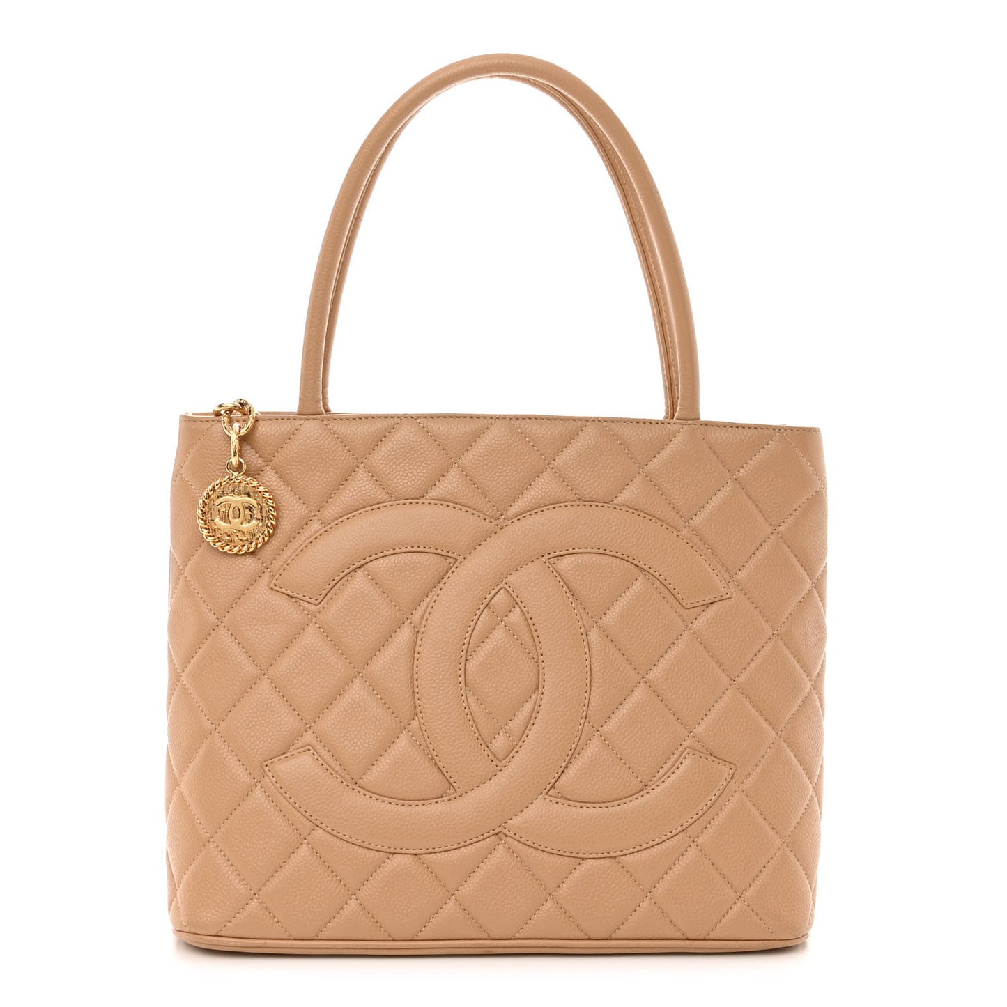 Caviar Quilted Medallion Tote Beige
