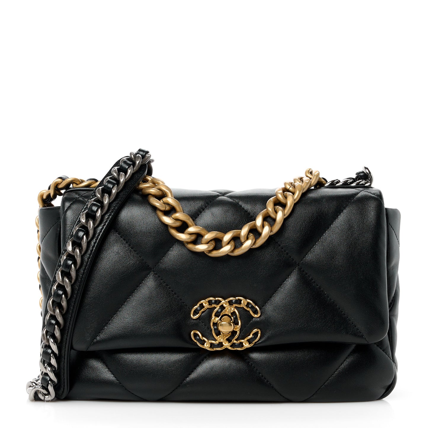 Lambskin Quilted Medium Chanel 19 Flap Black