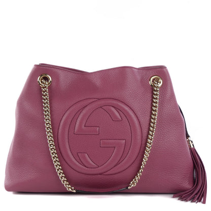 Gucci Pebbled Calfskin Medium Soho Chain Shoulder Bag Peonia Flower 1 of 7