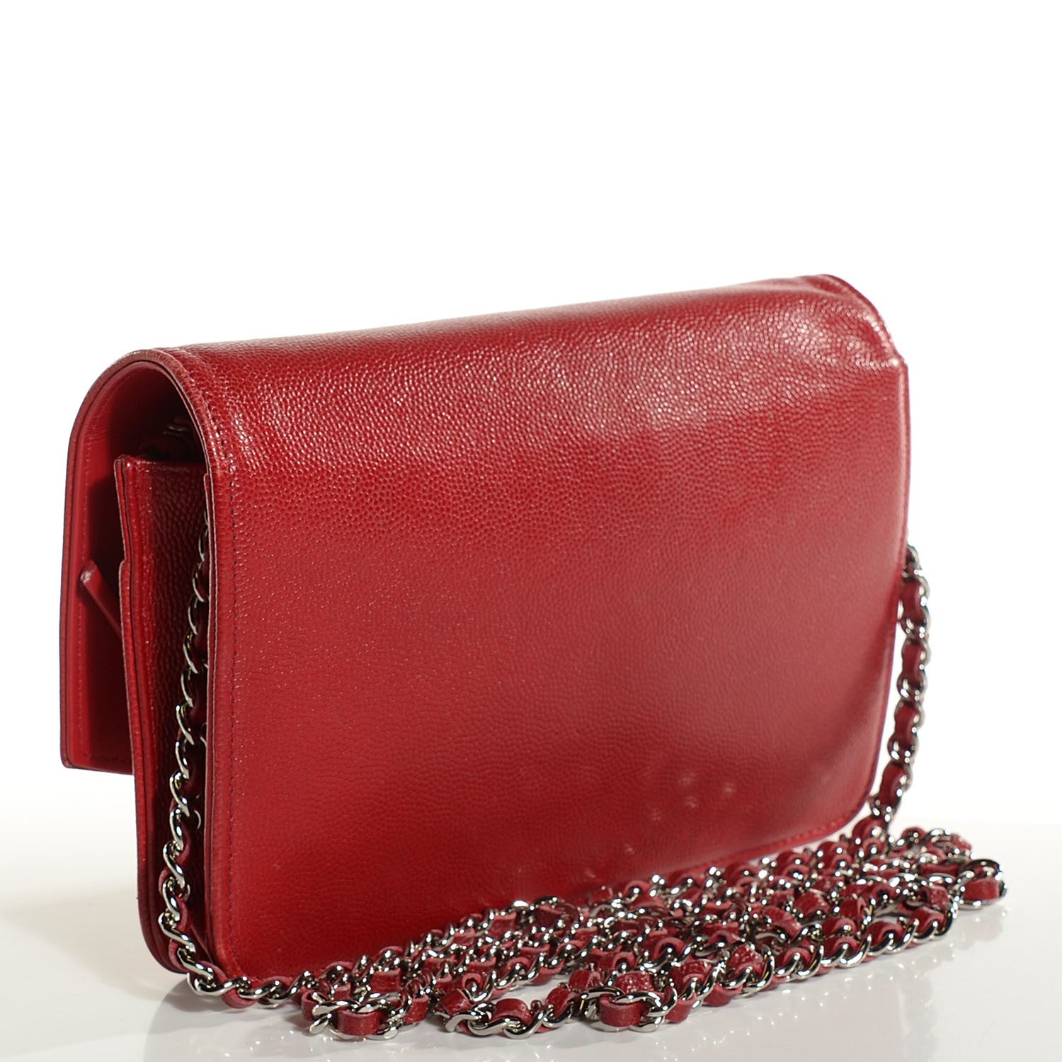 Chanel Caviar Sevruga Wallet on Chain WOC Red 3 of 8