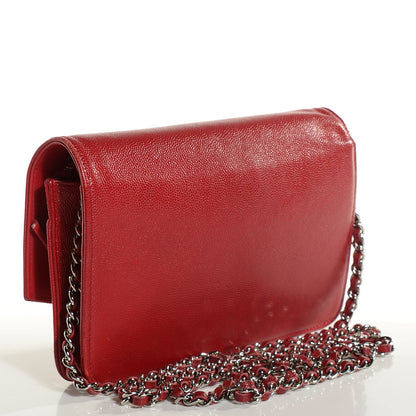 Chanel Caviar Sevruga Wallet on Chain WOC Red 3 of 8