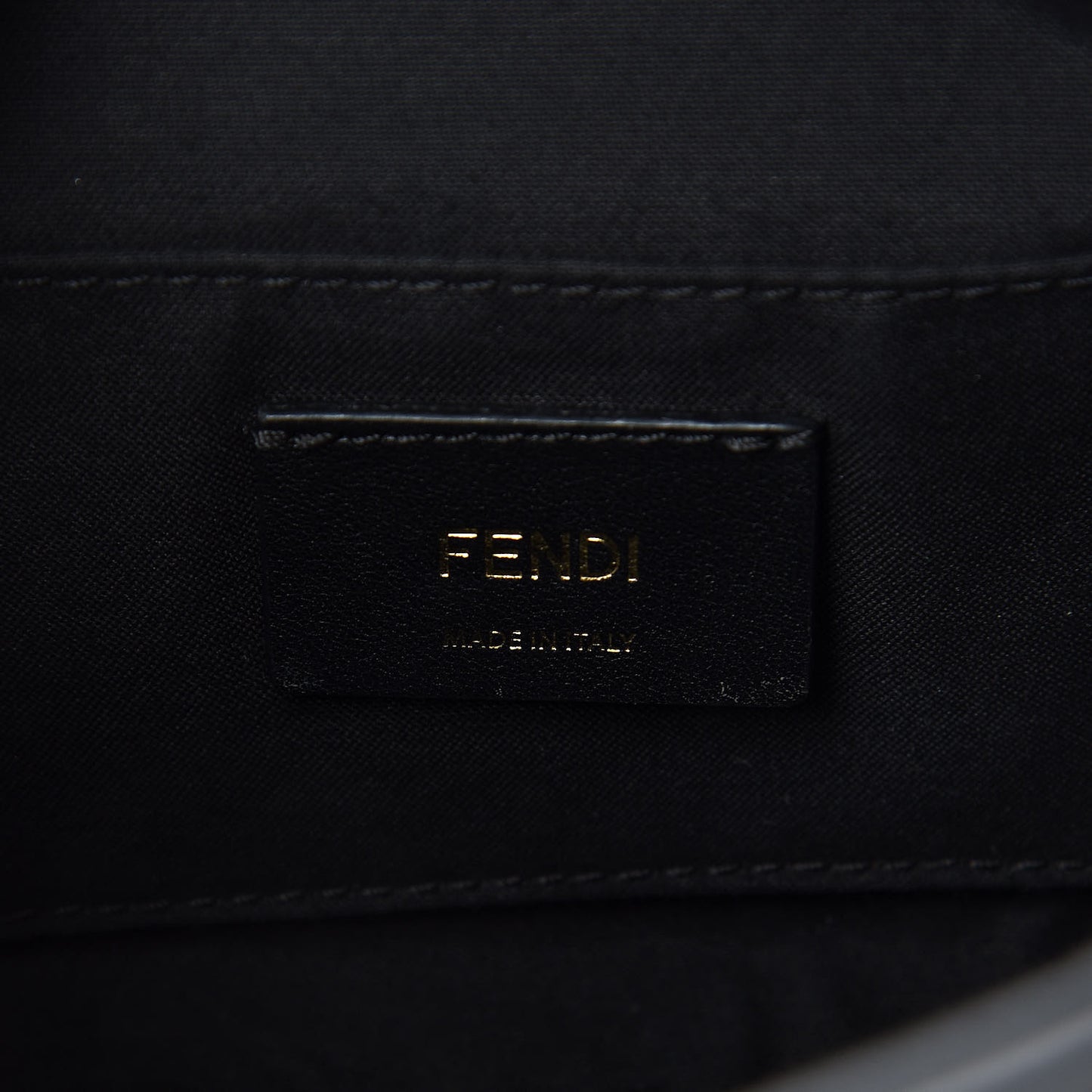 Glazed Fabric Vitello Century F is Fendi FF 1974 Stamp Patch Camera Case Mogano Panna Black