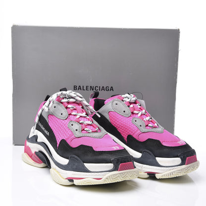 Balenciaga Fabric Mesh Womens Triple S Sneakers 39 Fluo Pink Grey White 8 of 8