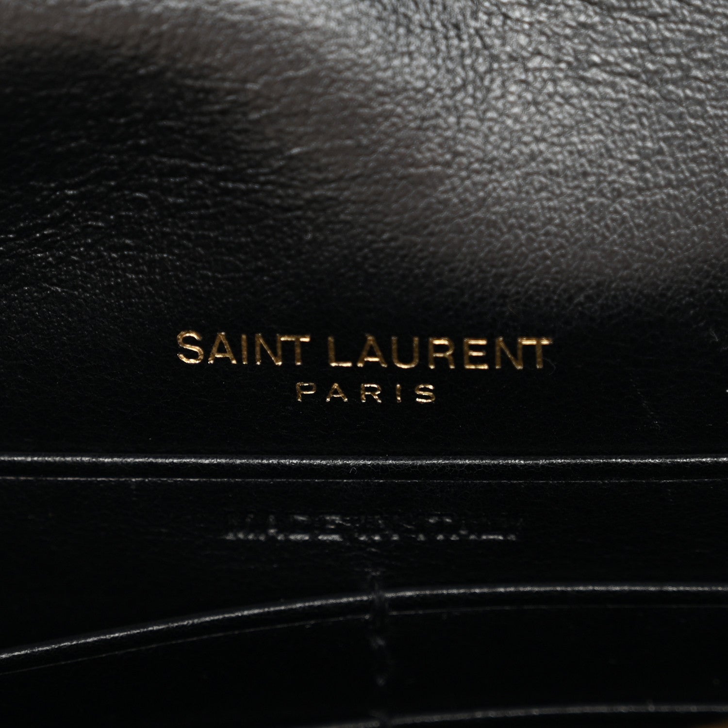 Saint Laurent Calfskin Crocodile Embossed Monogram Sunset Top Handle Chain Wallet Black 6 of 11