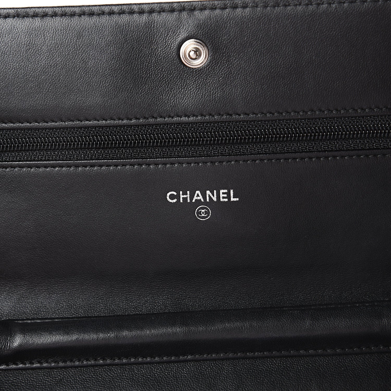 Chanel Lambskin Camellia Embossed Wallet on Chain WOC Black 5 of 9