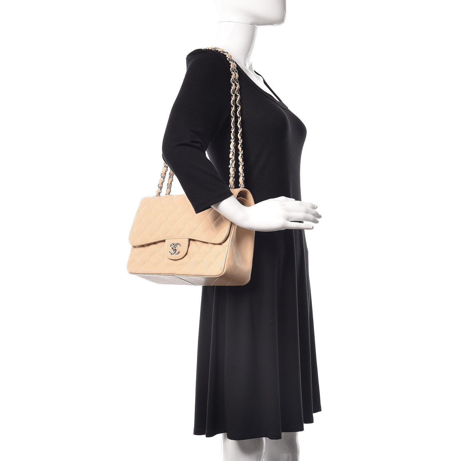Chanel Caviar Quilted Jumbo Double Flap Beige Clair 3 of 18