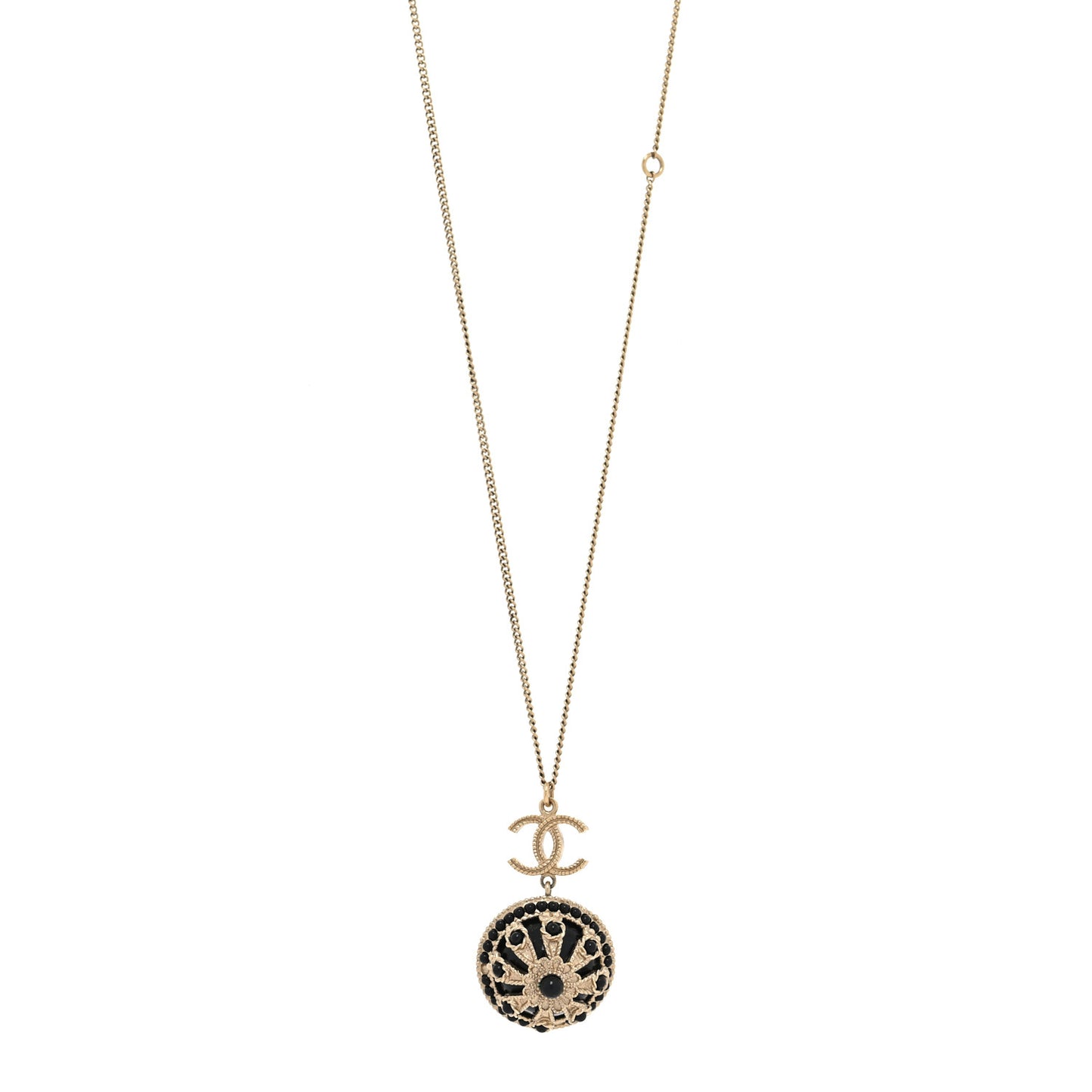 Crystal Resin CC Drop Necklace Gold Black
