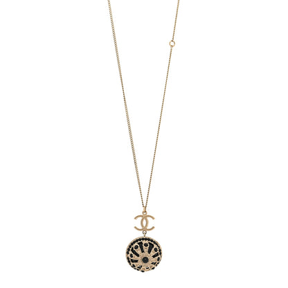 Chanel Crystal Resin CC Drop Necklace Gold Black 1 of 5