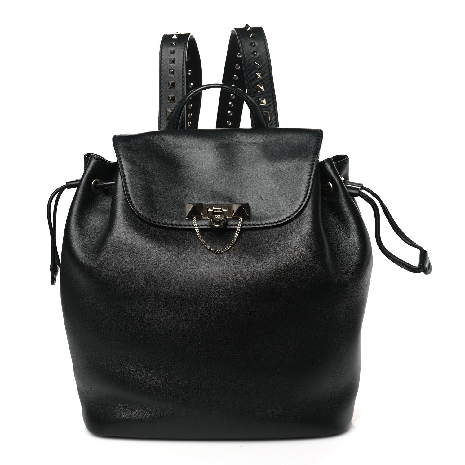 Valentino Garavani Vitello Rockstud Demilune Backpack Black 1 of 8