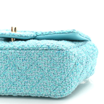 Chanel Wool Tweed Quilted Mini Rectangular Flap Turquoise Light Blue 11 of 12