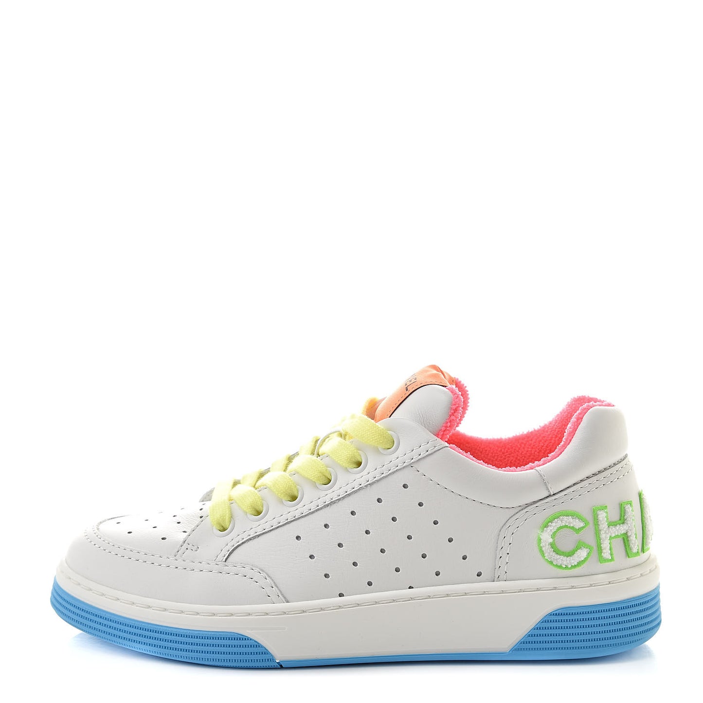 Calfskin Womens Logo Sneakers 36 White Multicolor