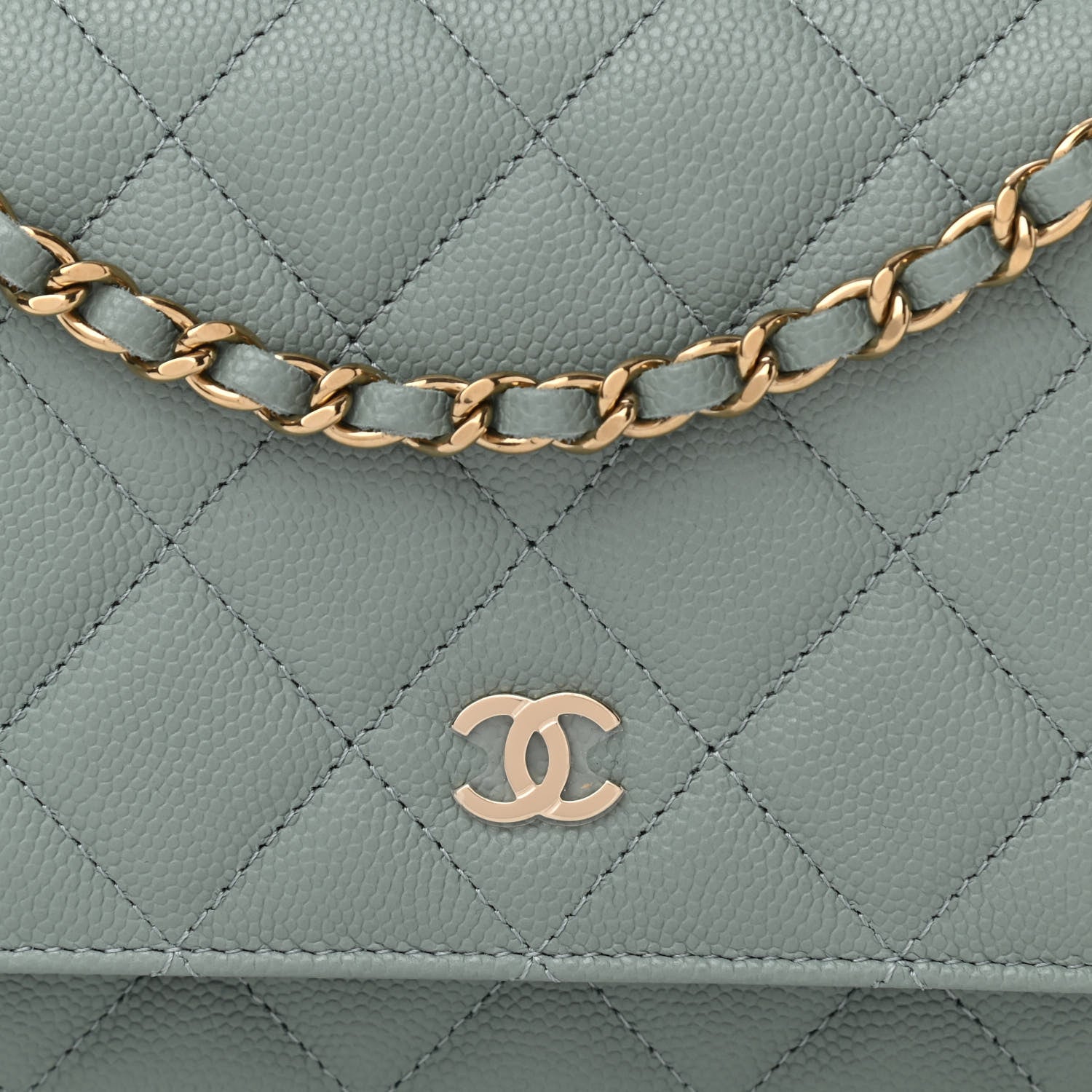 Chanel Caviar Quilted Wallet On Chain WOC Light Grey 9 of 11