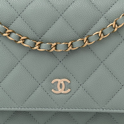 Chanel Caviar Quilted Wallet On Chain WOC Light Grey 9 of 11