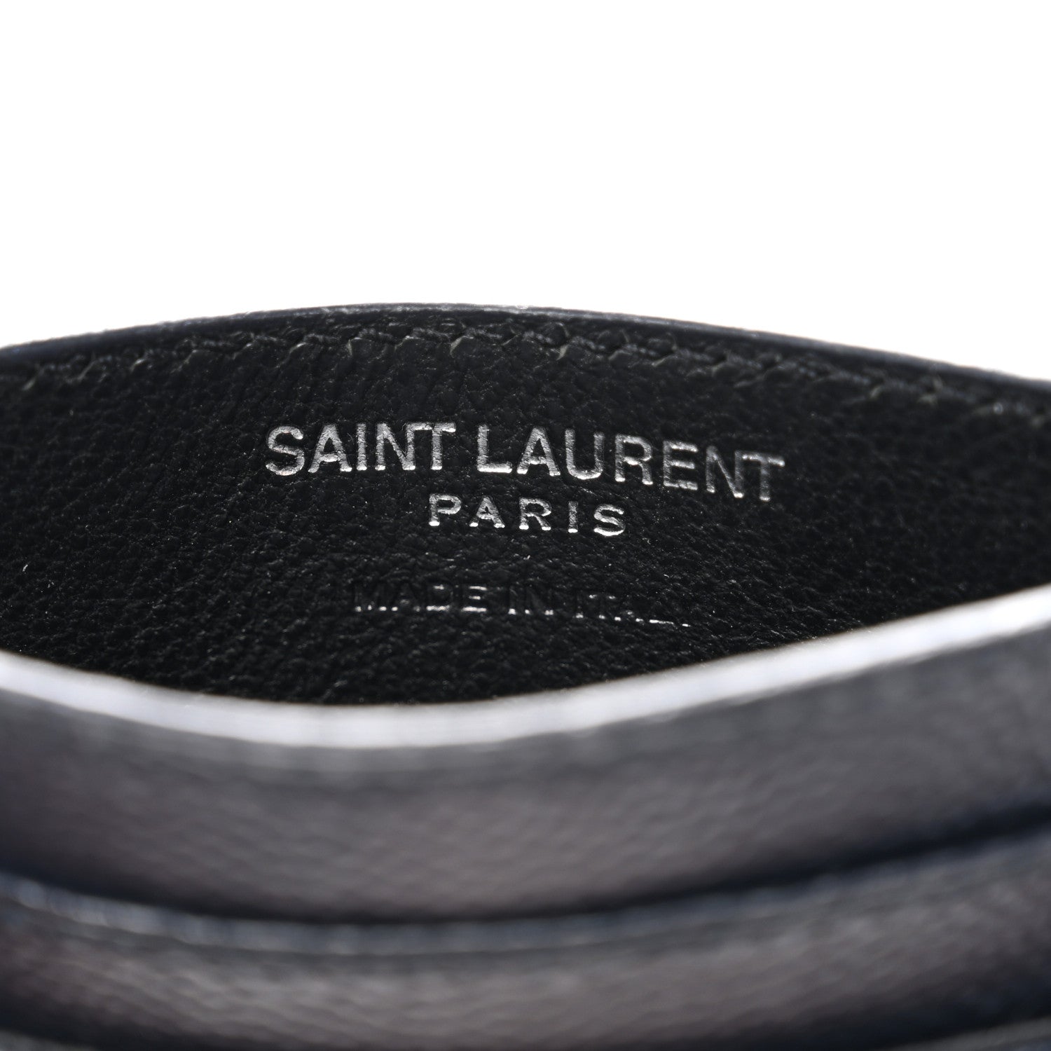 Saint Laurent Grain De Poudre Matelasse Chevron Monogram Credit Card Case Navy 6 of 7