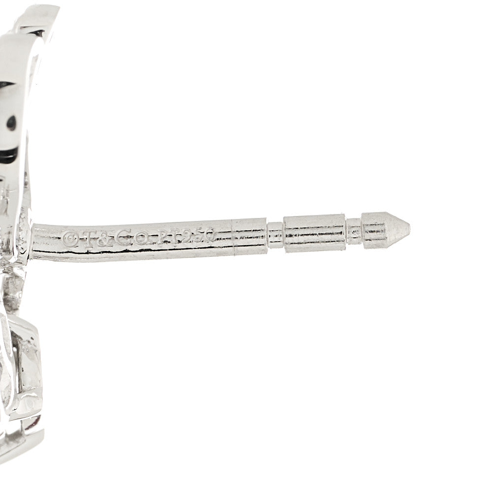 Platinum Diamond Paper Flowers Cluster Earrings