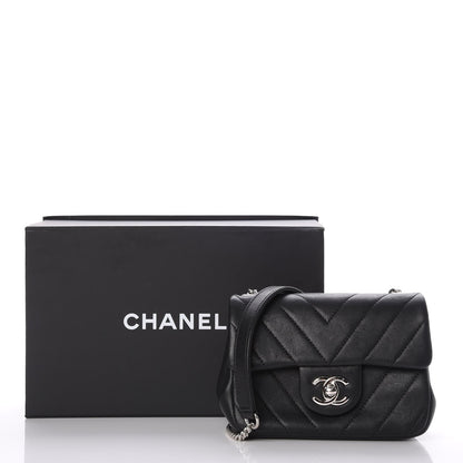Chanel Calfskin Chevron Quilted Mini Flap Black 8 of 8