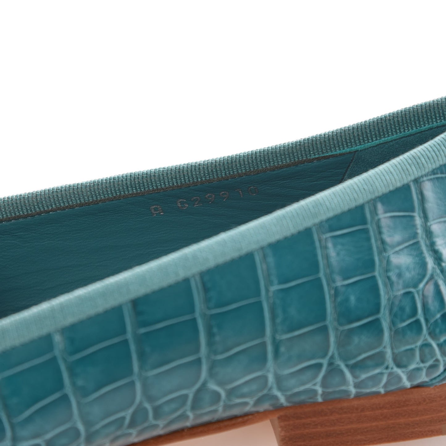 Alligator CC Cap Toe Ballerina Flats 39.5 Turquoise
