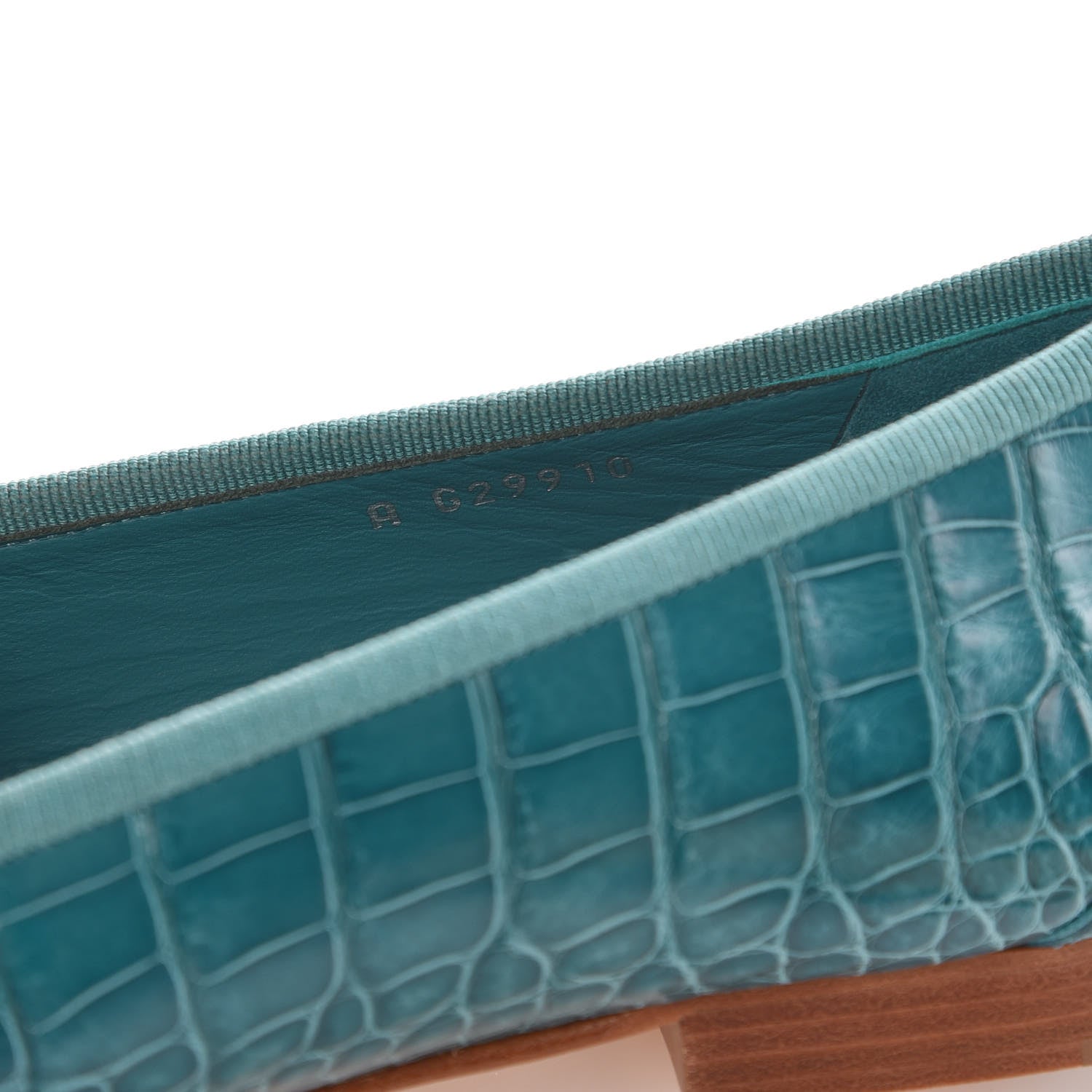 Chanel Alligator CC Cap Toe Ballerina Flats 39.5 Turquoise 8 of 9