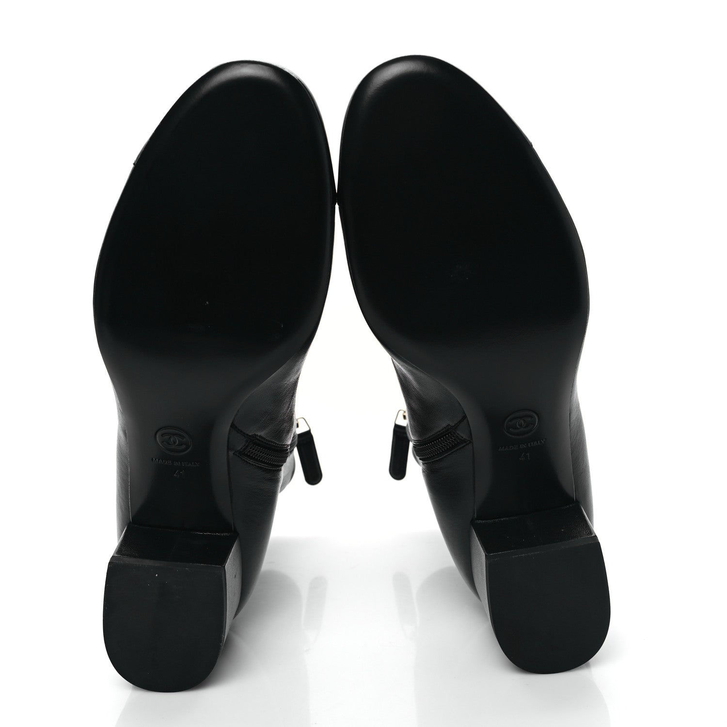Chanel Stretch Lambskin Patent Calfskin Cap Toe CC Short Boots 41 Black 6 of 8