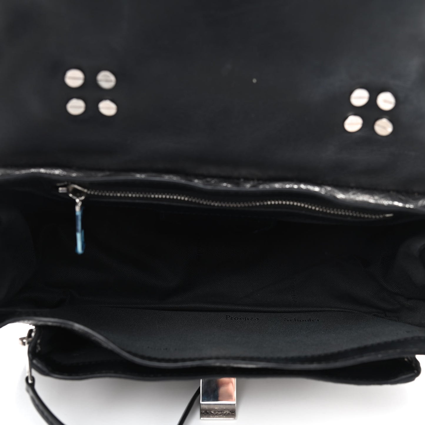 Metallic Lambskin PS1 Tiny Satchel Silver