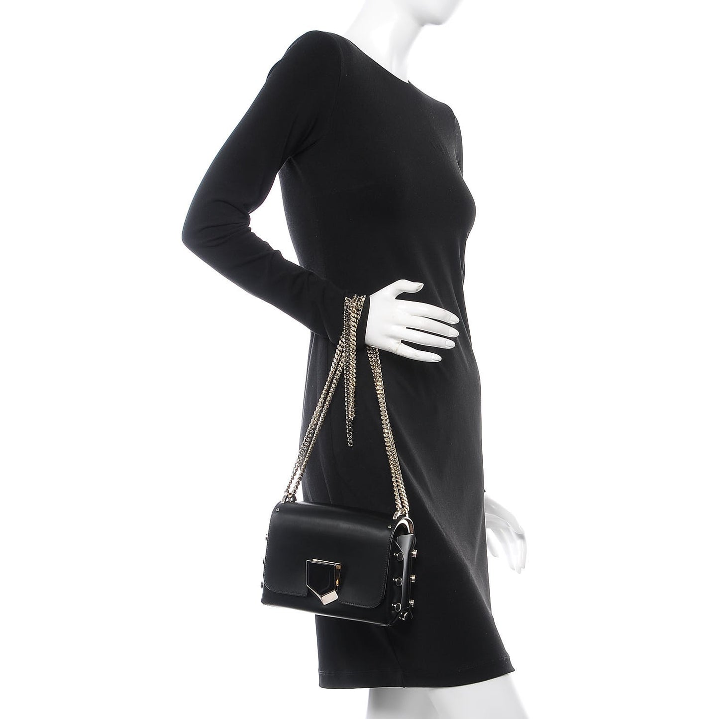 Smooth Calfskin Lockett Petite Shoulder Bag Black