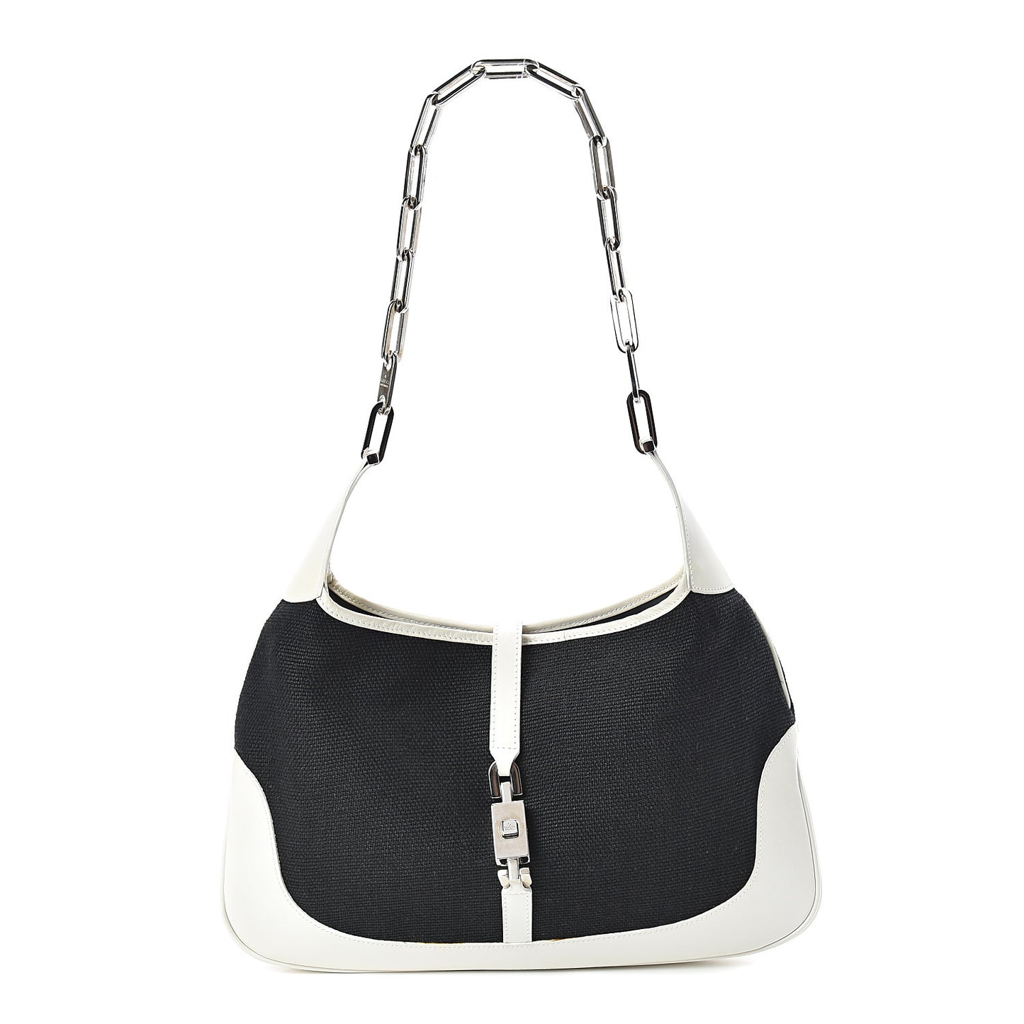 Canvas Calfskin Jackie O Hobo White Navy