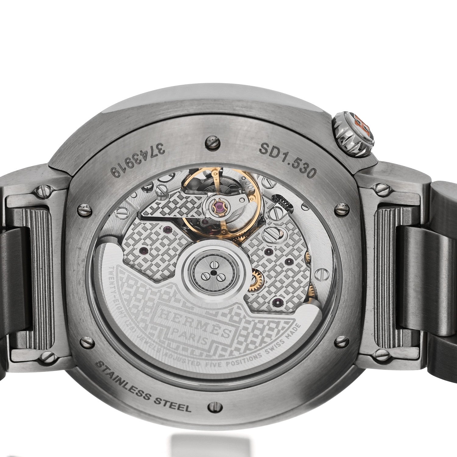 Hermes Stainless Steel Diamond Bezel 36mm Cut Automatic Watch 4 of 6