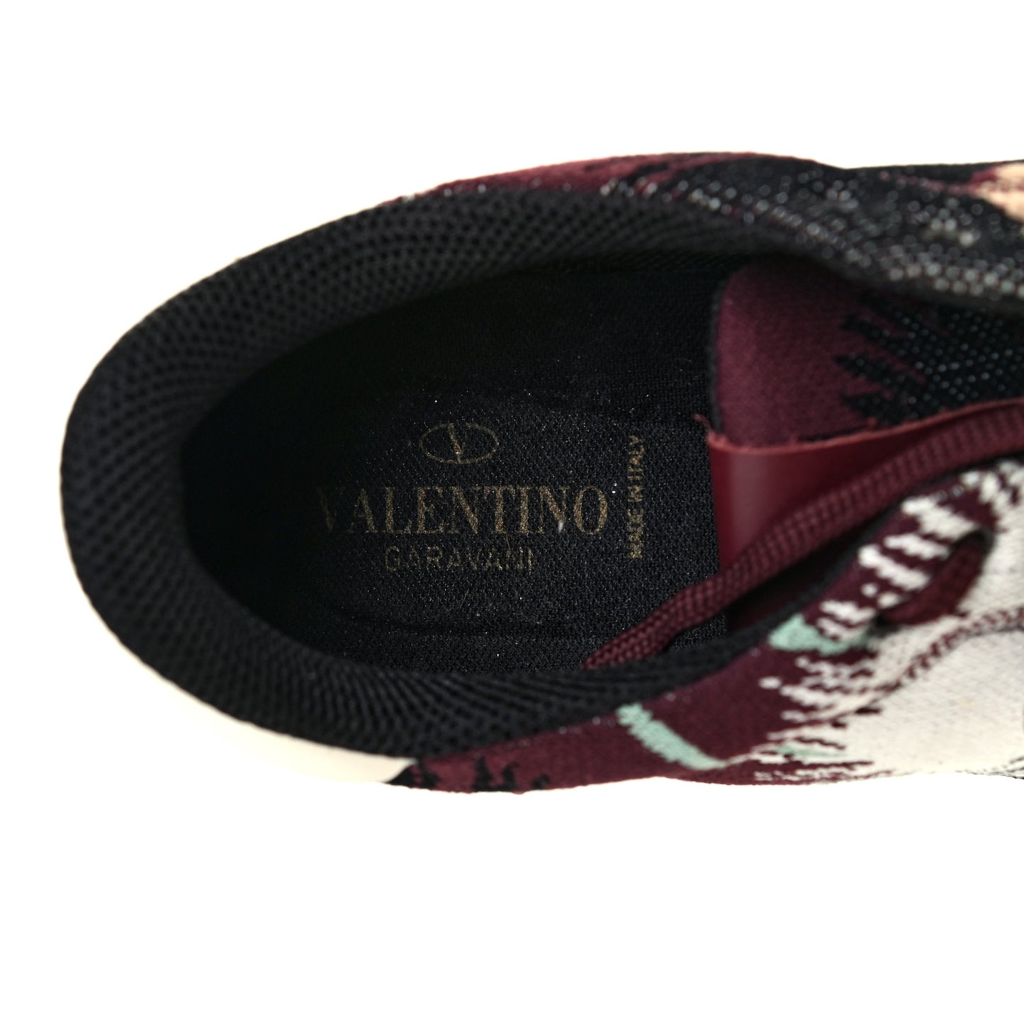Fabric Knit Mens Rockstud Sneakers 43 Burgundy
