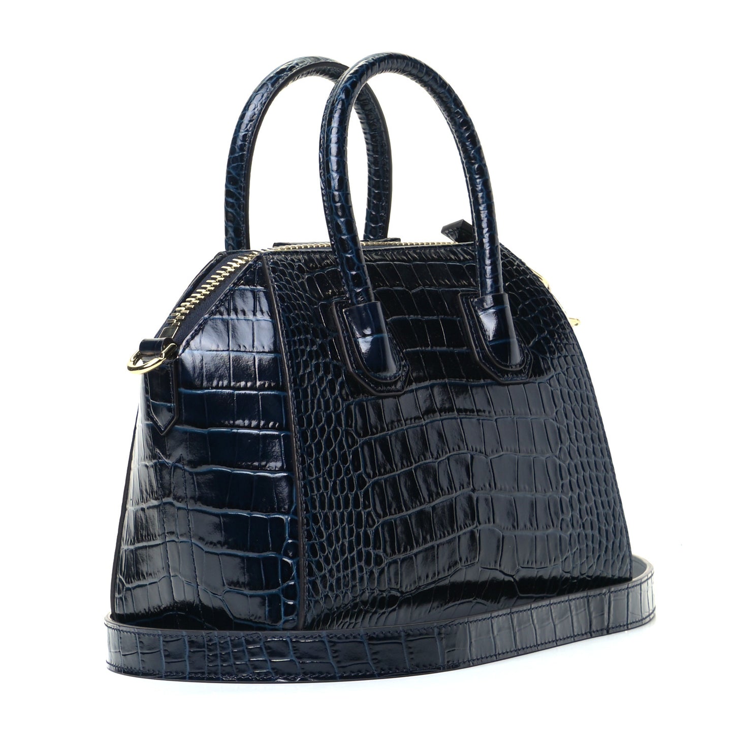 Calfskin Crocodile Embossed Mini Antigona Navy