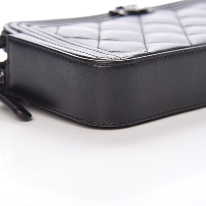 Chanel Lambskin Quilted Small Boy Clutch With Chain So Black 11 of 14