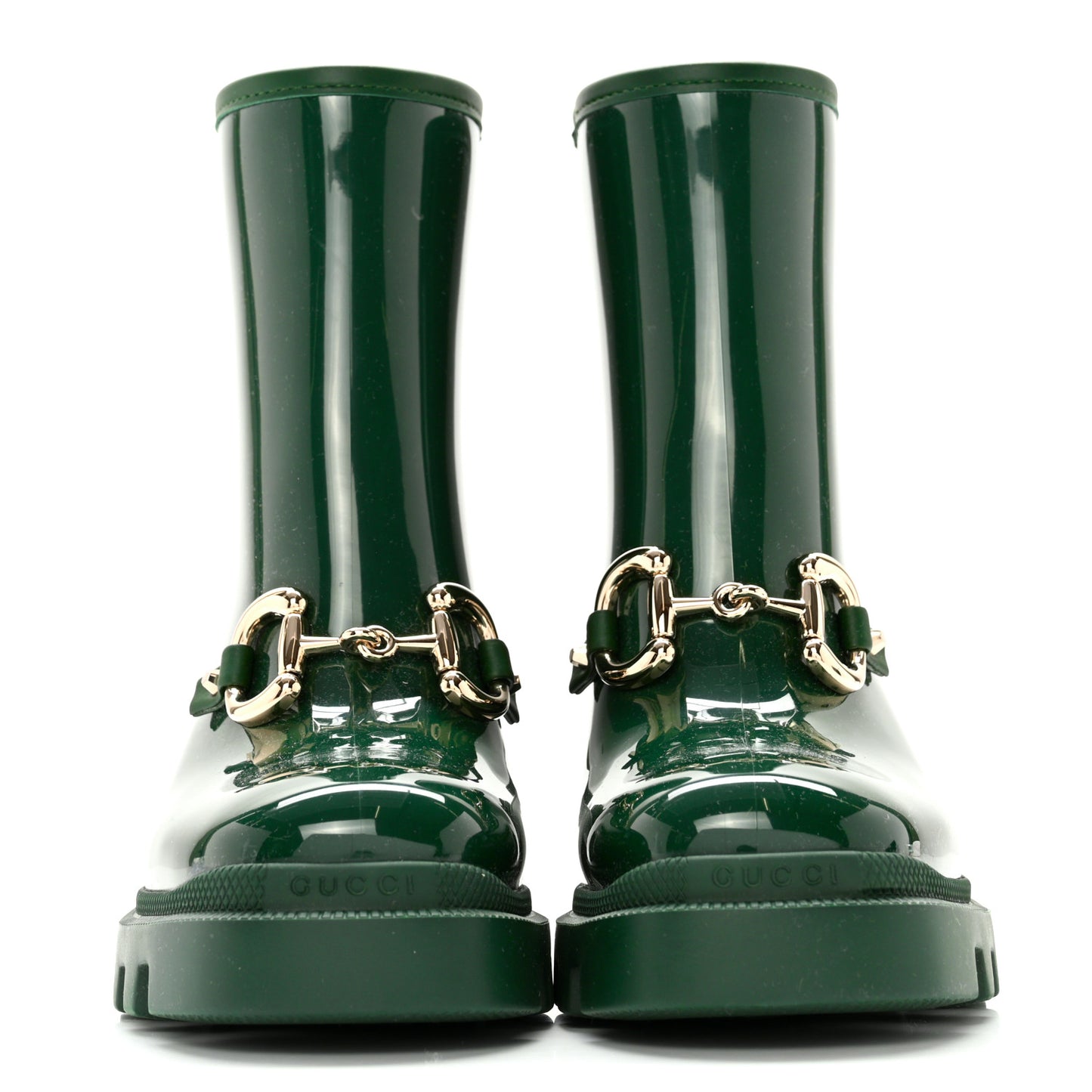 Rubber Womens Horsebit Ankle Boots 35 Vintage Green
