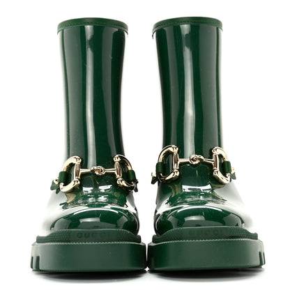 Gucci Rubber Womens Horsebit Ankle Boots 35 Vintage Green 2 of 12