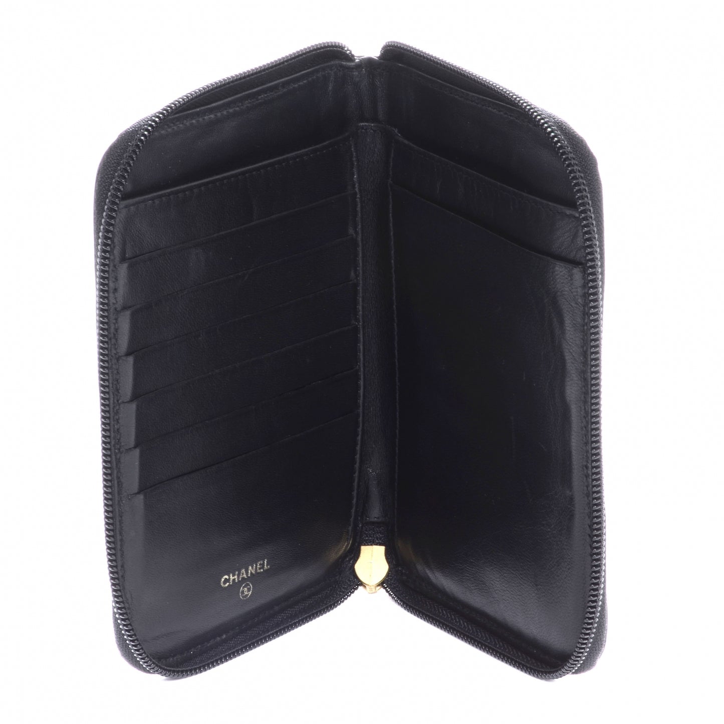 Caviar Zip Around Wallet Black