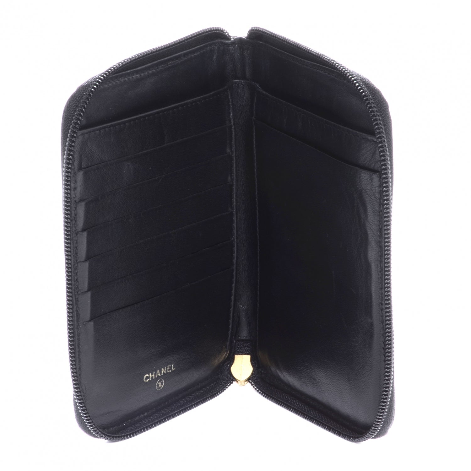 Chanel Caviar Zip Around Wallet Black 5 of 8