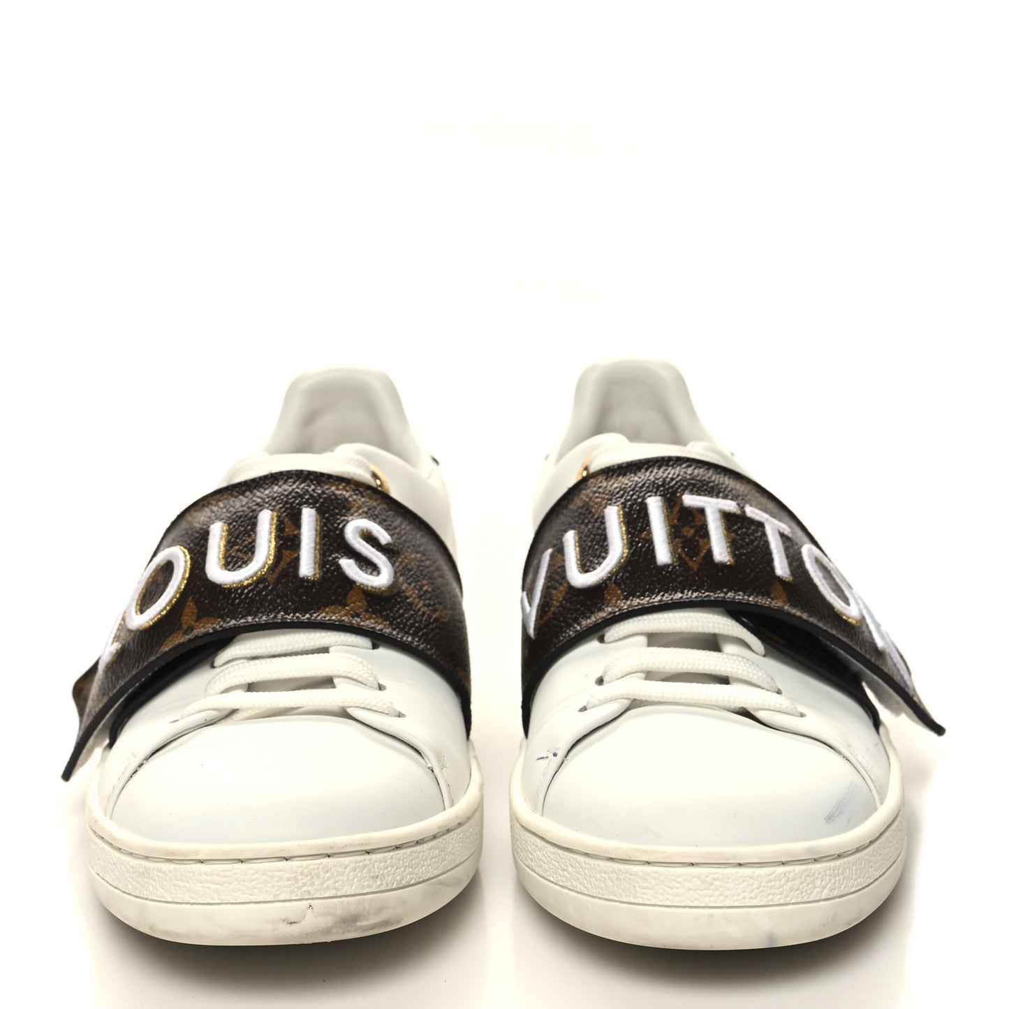 Calfskin Monogram Frontrow Sneakers 36 White