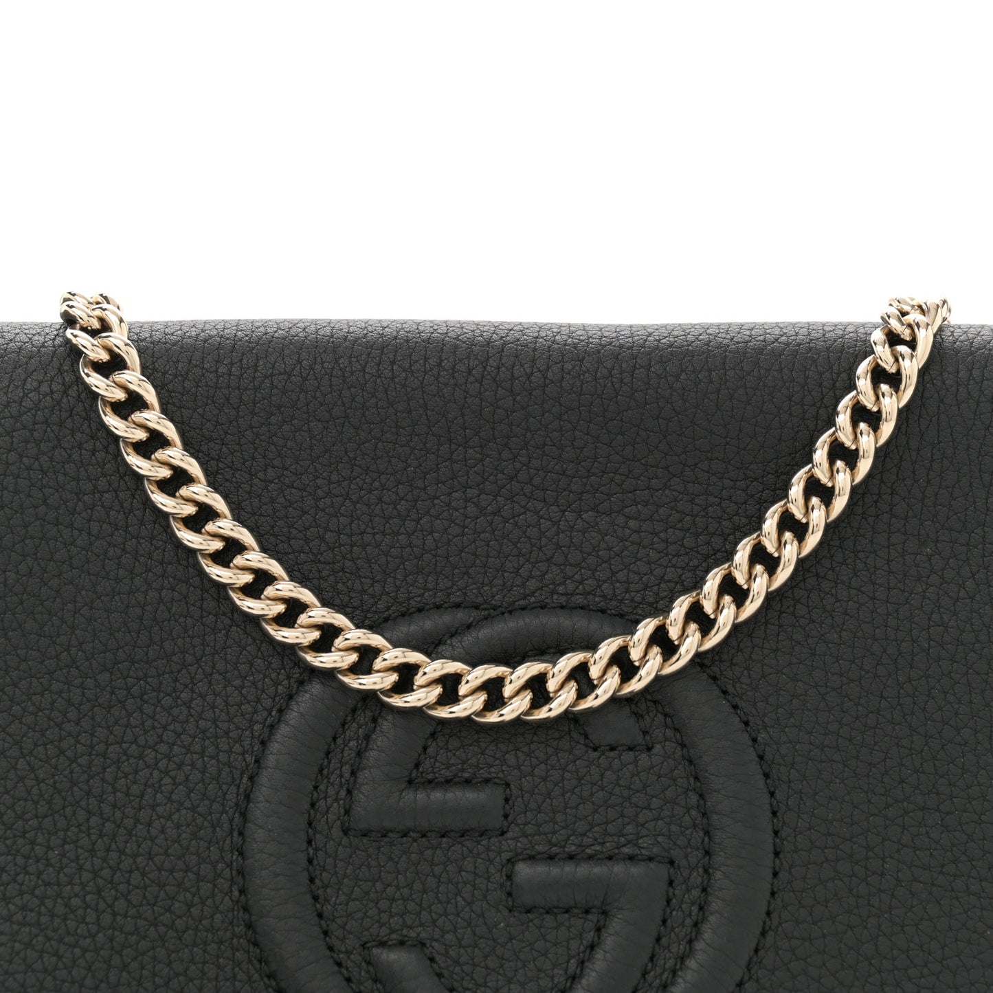 Pebbled Calfskin Medium Soho Flap Crossbody Black