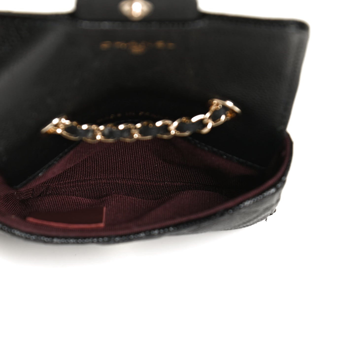 Caviar Quilted Mini Chain Belt Bag Black