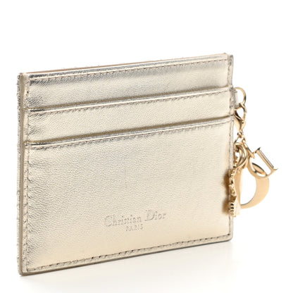 Christian Dior Metallic Lambskin Cannage DiorAmour Lady Dior Card Holder Gold 3 of 7