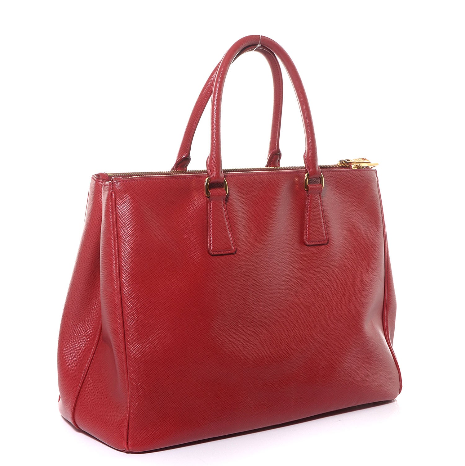 Prada Saffiano Lux Large Double Zip Tote Fuoco 3 of 12