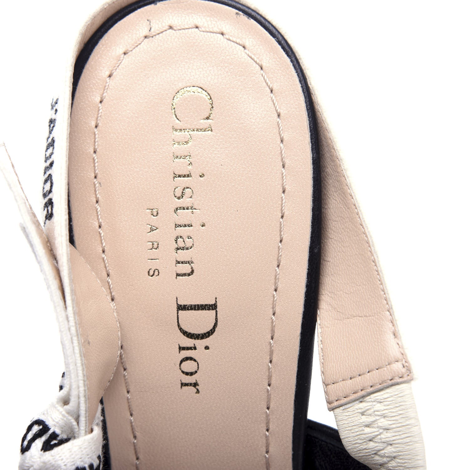 Christian Dior Fabric Ribbon Tartan Plaid J'Adoir Slingback 100mm Pumps 37.5 Black White 8 of 11