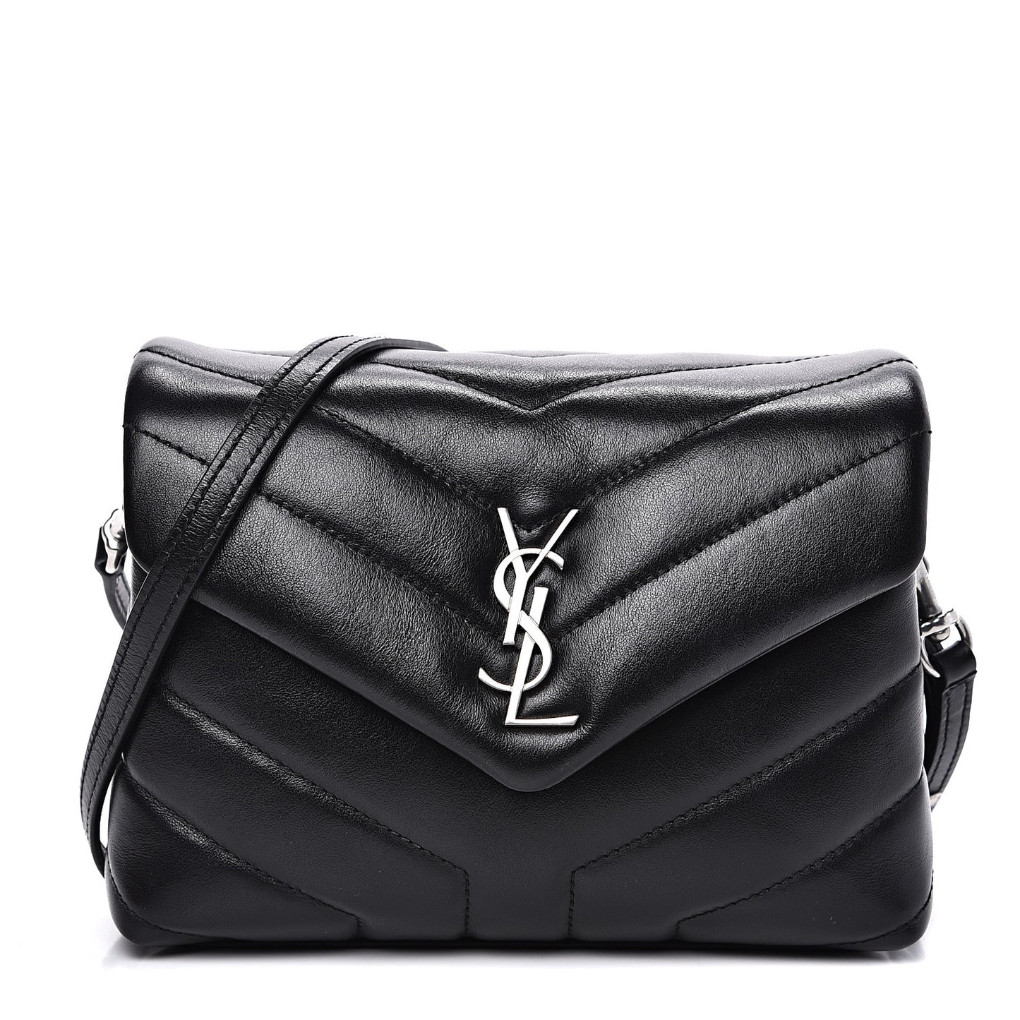 Calfskin Y Quilted Monogram Toy Loulou Crossbody Bag Black