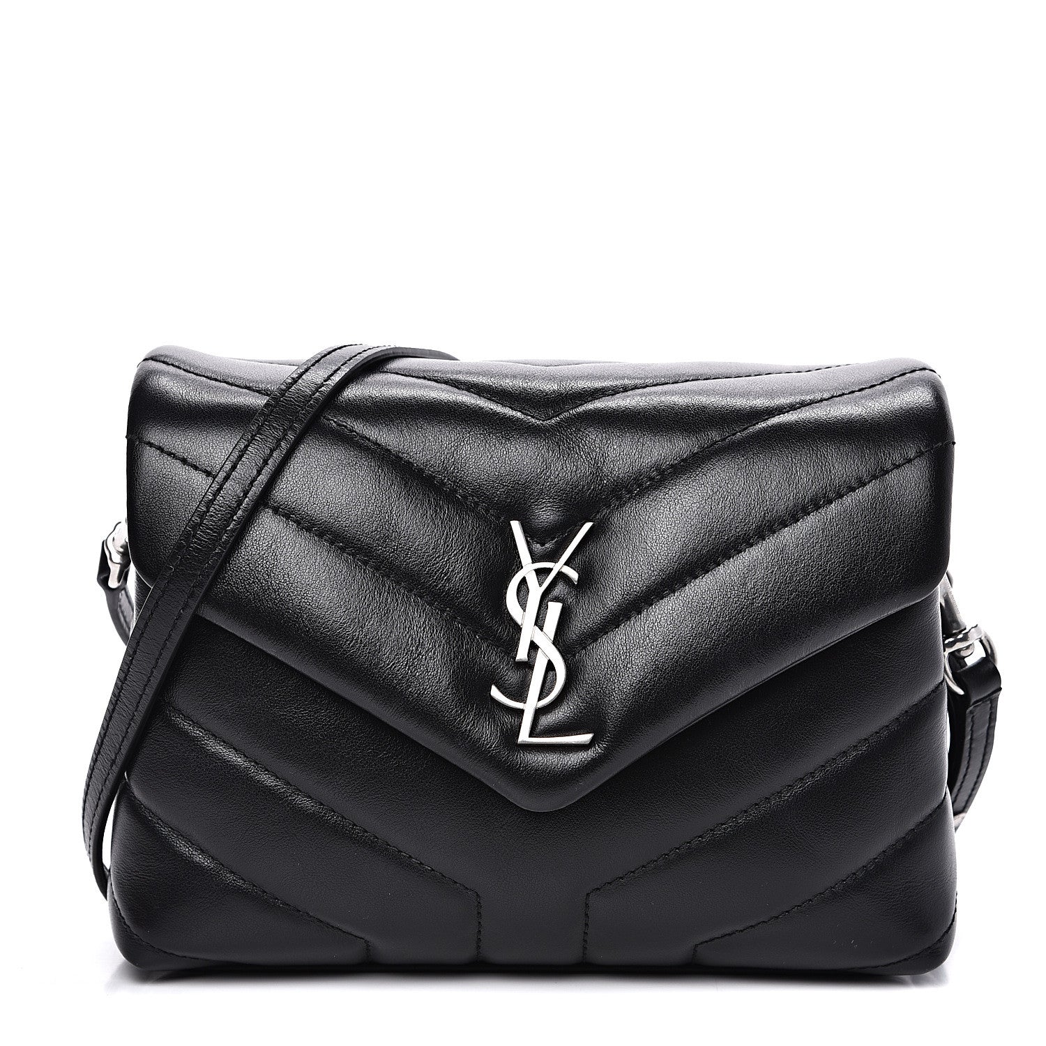 Saint Laurent Calfskin Y Quilted Monogram Toy Loulou Crossbody Bag Black 1 of 12
