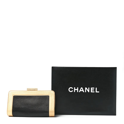 Chanel Lambskin Stitched Clutch Black Gold 12 of 12