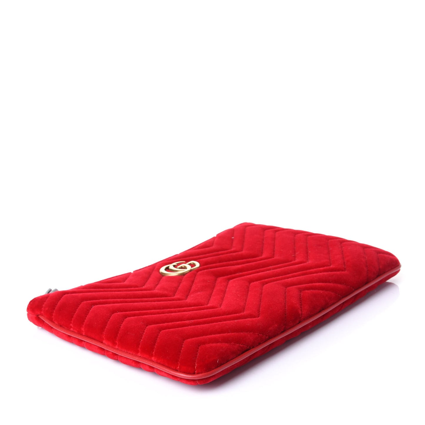 Velvet Matelasse GG Marmont Zip Pouch Hibiscus Red