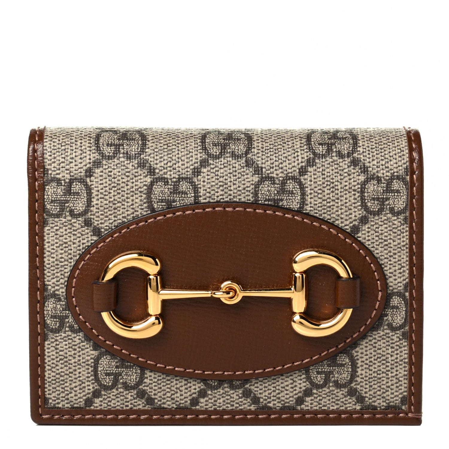 Gucci GG Supreme Monogram Horsebit 1955 Card Case Wallet Beige Ebony Brown Sugar 1 of 4