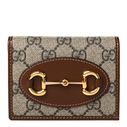 Gucci GG Supreme Monogram Horsebit 1955 Card Case Wallet Beige Ebony Brown Sugar 1 of 4