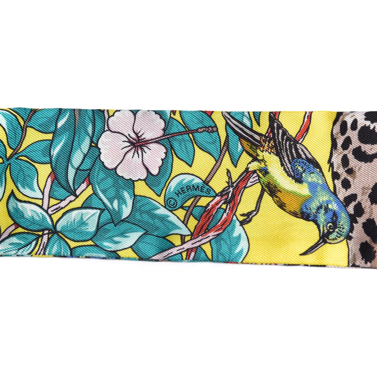 Hermes Silk Jungle Love Love Twilly Jaune Vif Canard 7 of 7