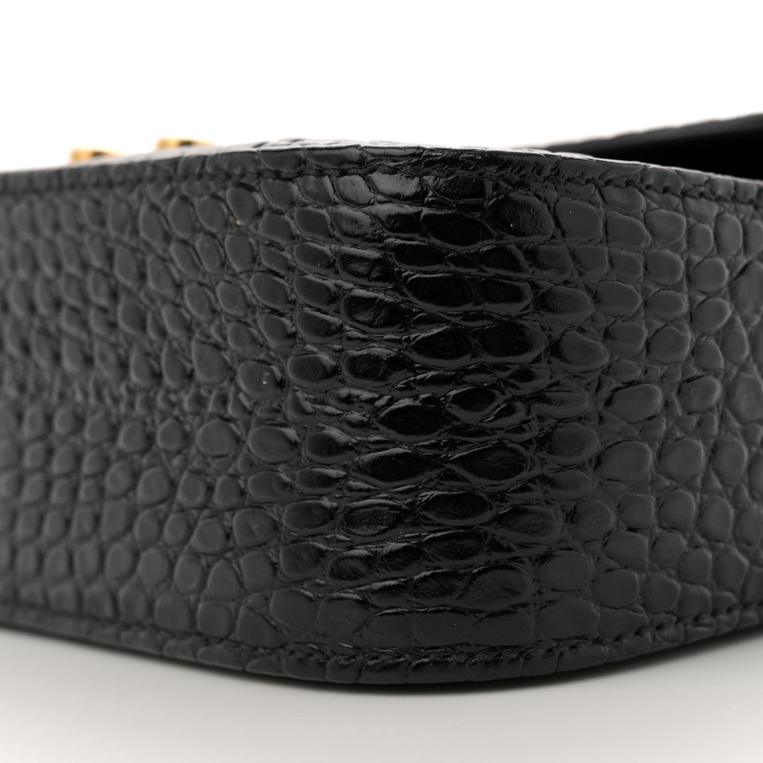 Miu Miu Crocodile Print Calfskin Top Handle Bag Black 9 of 10